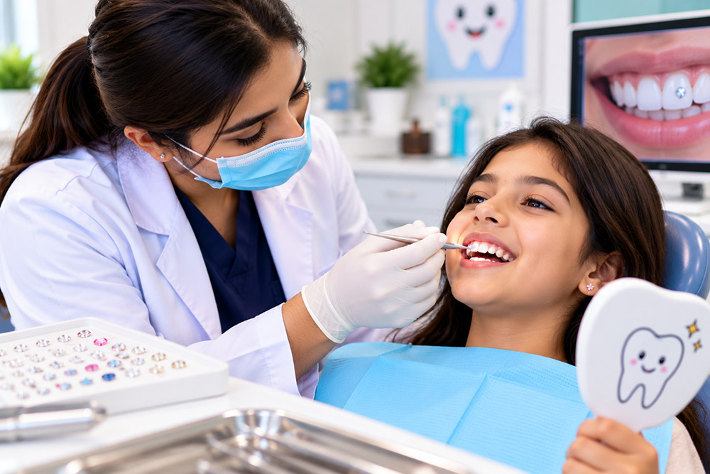 Tooth Jewelry Placement at Happy Smile Dental Clinic, New Muwailah, Sharjah